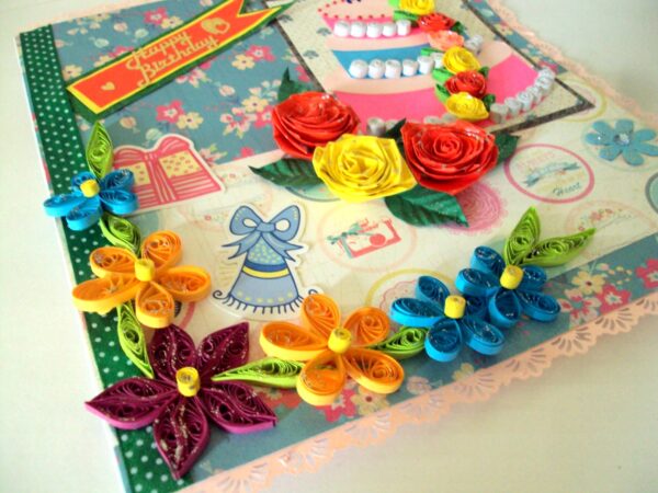 Happy Birthday Cake and Roses Greeting card image