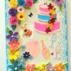 Multicolor Flowers & Cake Greeting Card image Multicolor Flowers & Cake Greeting Card image