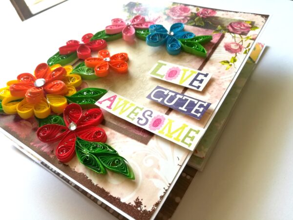 Multicolor Quilled flowers Mini Scrapbook Greeting Card image