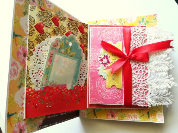 Multicolor Quilled flowers Mini Scrapbook Greeting Card image