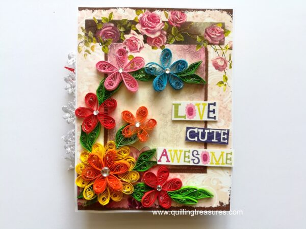 Multicolor Quilled flowers Mini Scrapbook Greeting Card image