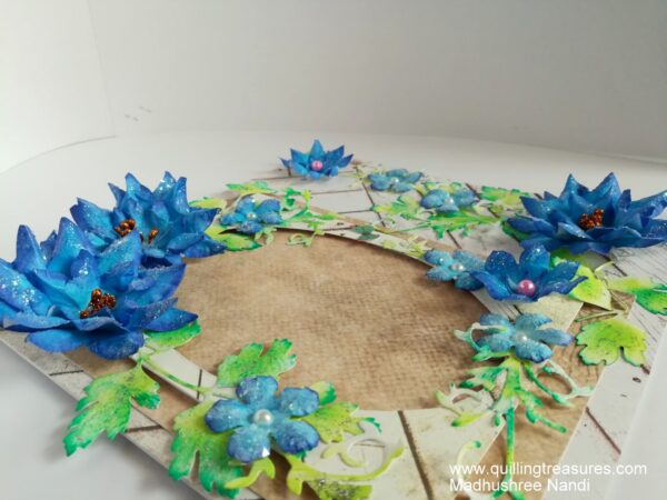 Sparkling Blue Handmade Paper Flowers Greeting Card Gift image