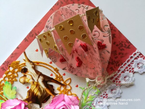 Romantic 3d Paper Hot Air Balloon with Handmade Roses Greeting Card image Romantic 3d Paper Hot Air Balloon with Handmade Roses Greeting Card image