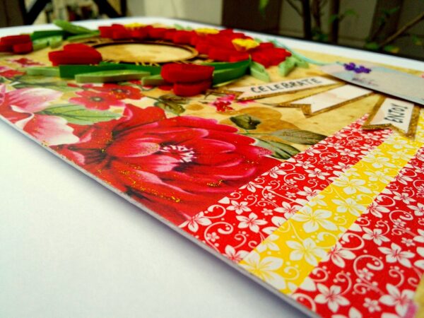 Red Themed Quilled Flowers Greeting Card image