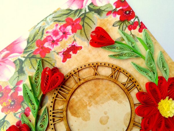 Red Themed Quilled Flowers Greeting Card image