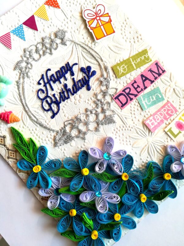 Quilled Corner Birthday Handmade Greeting Card image