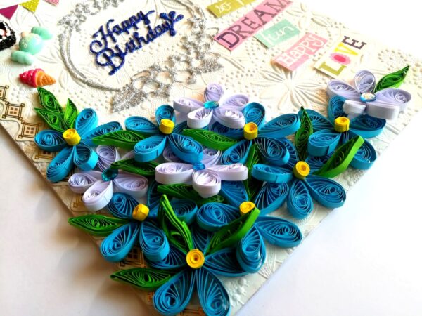 Quilled Corner Birthday Handmade Greeting Card image