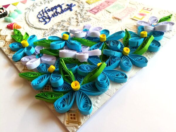 Quilled Corner Birthday Handmade Greeting Card image