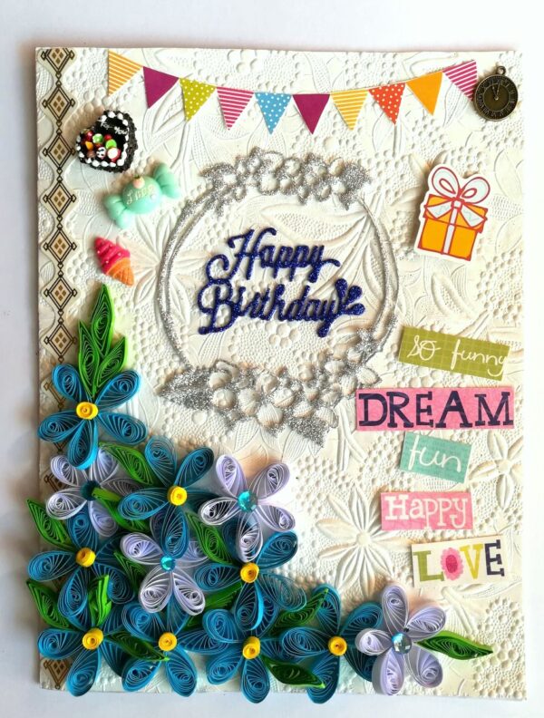 Quilled Corner Birthday Handmade Greeting Card image