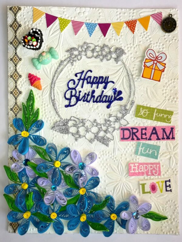 Quilled Corner Birthday Handmade Greeting Card image