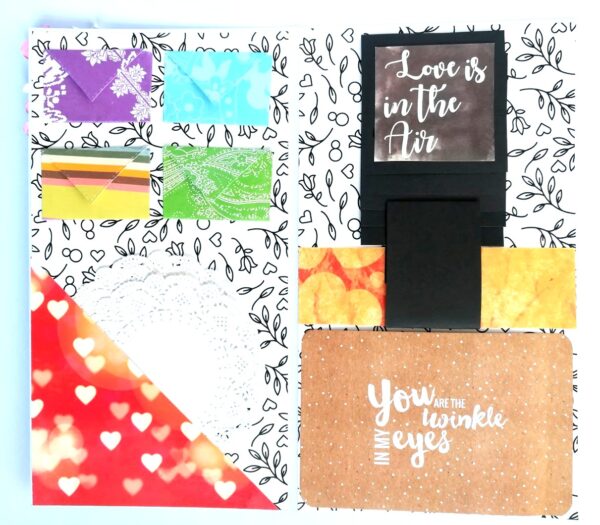 Hot air Balloon Handmade Flowers Mini Scrapbook Greeting Card image