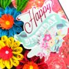 Quilled Flowers Happy Birthday Greeting Card image