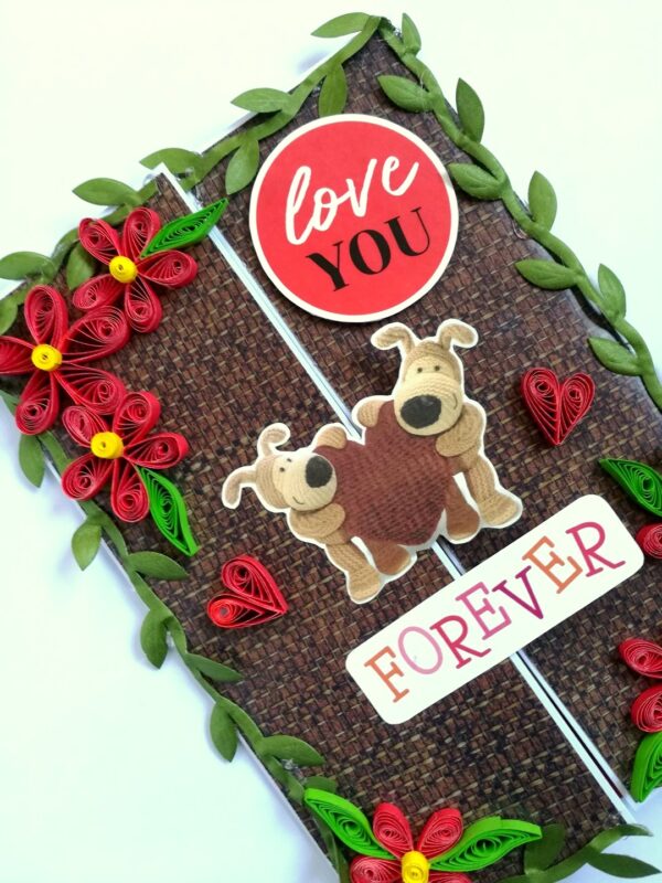 Love theme Quilled Red Flowers Greeting card image
