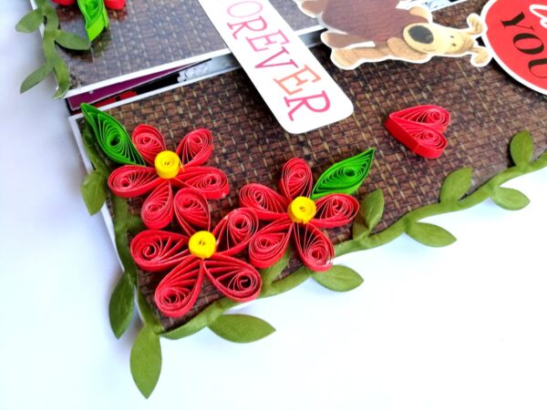 Love theme Quilled Red Flowers Greeting card image