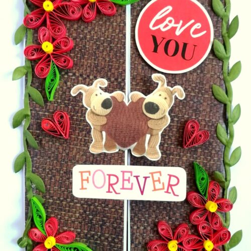 Love theme Quilled Red Flowers Greeting card image