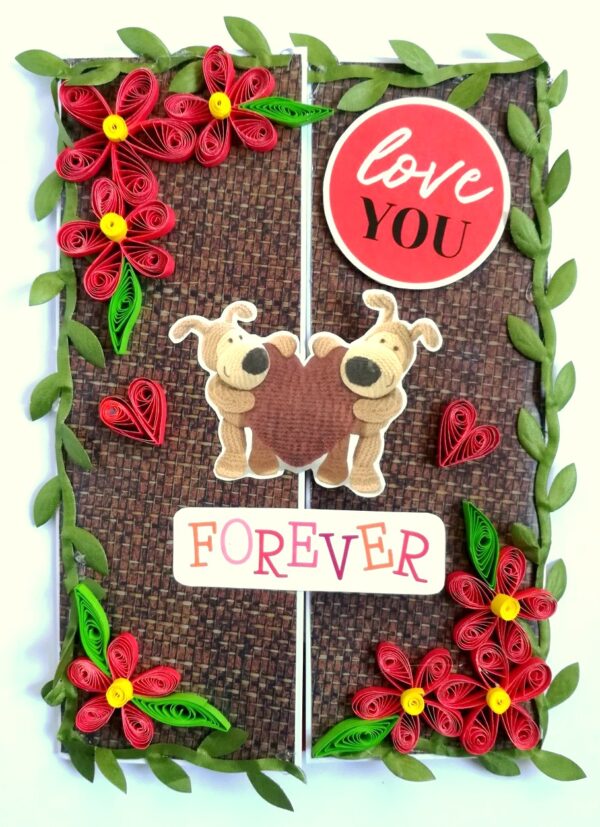 Love theme Quilled Red Flowers Greeting card image