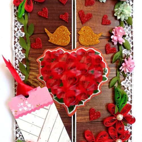 Shiny Red Heart Quilled Love Greeting Card image