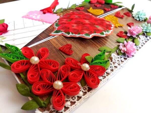 Shiny Red Heart Quilled Love Greeting Card image