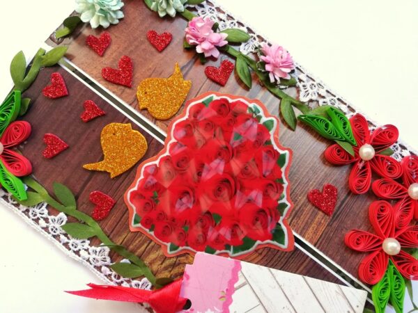 Shiny Red Heart Quilled Love Greeting Card image