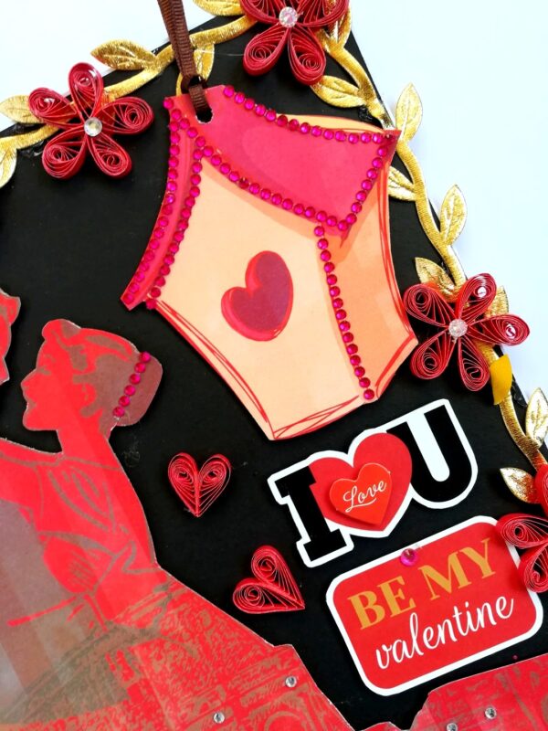 Couple In Paris Garland Quilled Greeting Card image