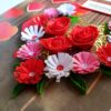 Quilled Red Theme Flowers in Heart Greeting Card image