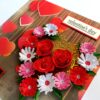 Quilled Red Theme Flowers in Heart Greeting Card image