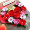 Quilled Red Theme Flowers in Heart Greeting Card image