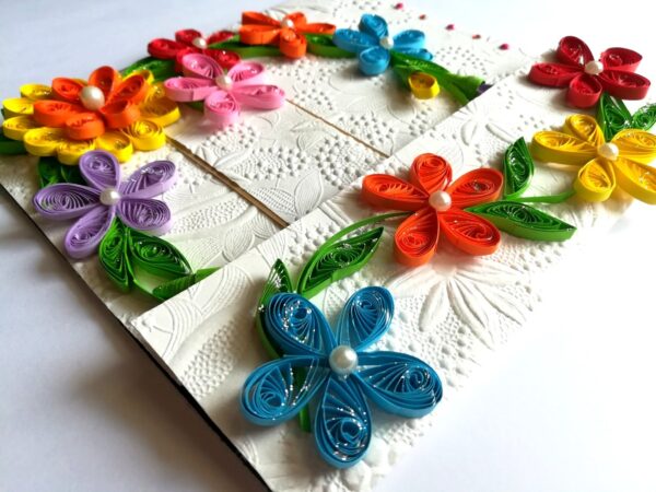 Multicolor Flowers Mini Scrapbook Greeting Card image
