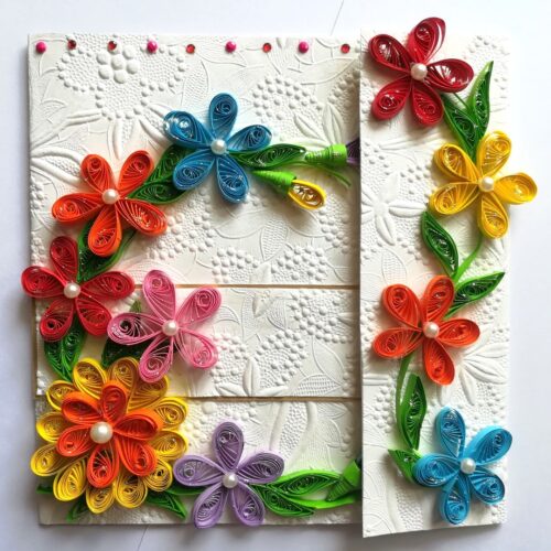 Multicolor Flowers Mini Scrapbook Greeting Card image