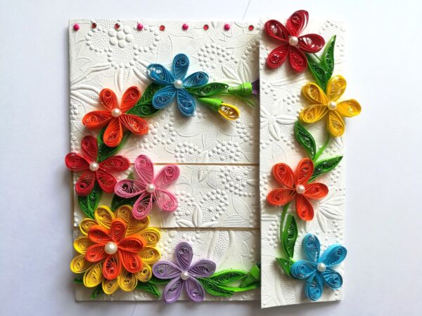 Multicolor Flowers Mini Scrapbook Greeting Card image