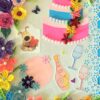 Multicolor Flowers & Cake Greeting Card image Multicolor Flowers & Cake Greeting Card image