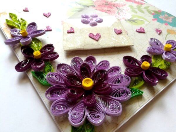 Purple Quilled Flowers Greeting Card image