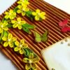 Quilled Flowers on Funky Golden Base Greeting Card image