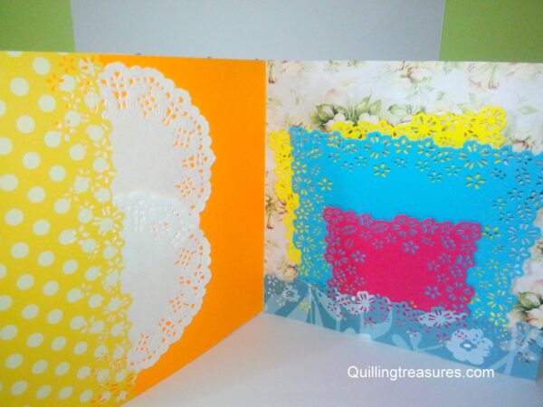 Sparkling Blue Lace and Themed Flowers Greeting Card image