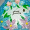 Sparkling Blue Lace and Themed Flowers Greeting Card image