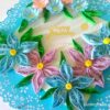Sparkling Blue Lace and Themed Flowers Greeting Card image