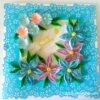 Sparkling Blue Lace and Themed Flowers Greeting Card image
