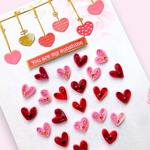 Quilled Hearts Falling Love Greeting card