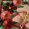 Pink Flowers In Semicircle Birthday Greeting Card image