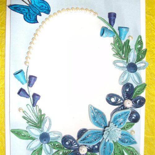 Blue Themed Photo Frame Greeting Card image