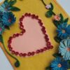 Blue Flowers In Yellow Base & Heart Greeting Card image