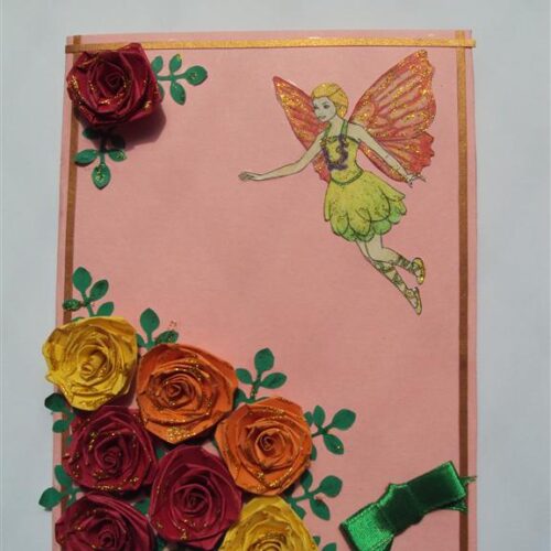 Glittering Roses With Beautiful Fairy Greeting Card image