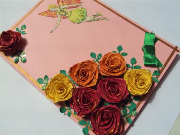 Glittering Roses With Beautiful Fairy Greeting Card image