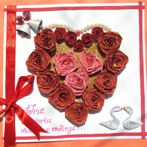 Beautiful Red Roses Heart for Love Greeting Card image
