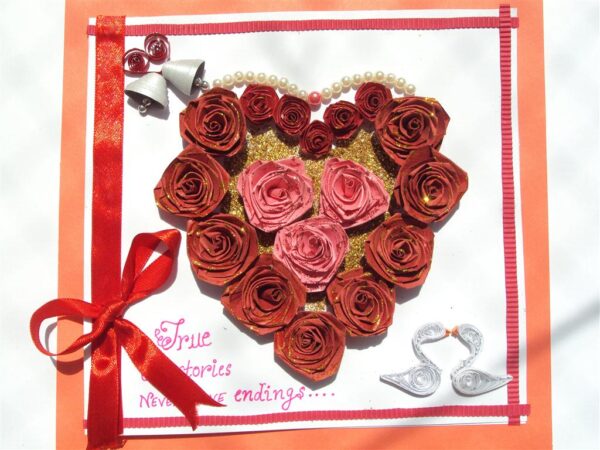 Beautiful Red Roses Heart for Love Greeting Card image