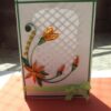 Beautiful Crossed Window With Orange Flowers Greeting Card image