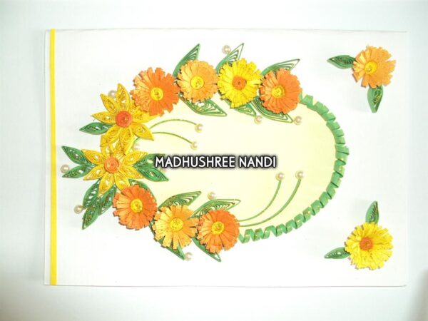 Yellow Flowers In Semicircle Greeting Card image