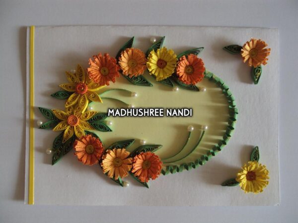 Yellow Flowers In Semicircle Greeting Card image