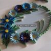 Blue Flowers In Semicircle Greeting Card image