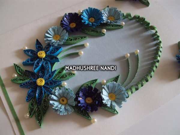 Blue Flowers In Semicircle Greeting Card image